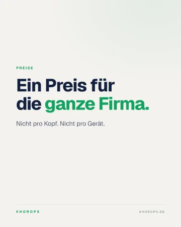 Beitrag auf hellem Grund: „Ein Preis für die ganze Firma. Nicht pro Kopf. Nicht pro Gerät.“