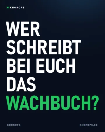 Beitrag in großen Großbuchstaben: „Wer schreibt bei euch das Wachbuch?“, das Wort „Wachbuch“ in Grün.